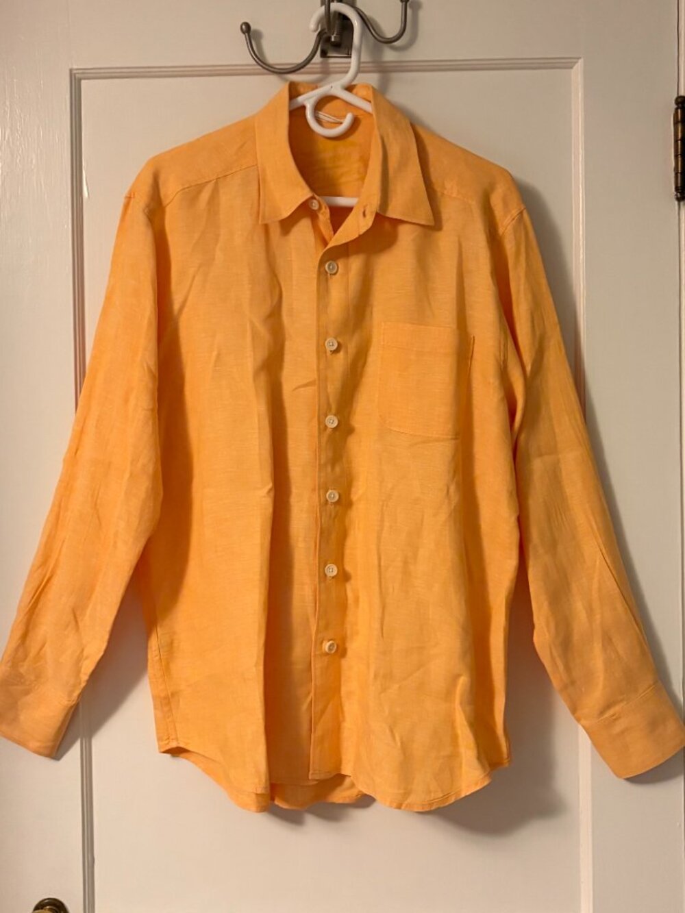 Tommy Bahama 100% linen button down shirt orange size medium beachy preppy